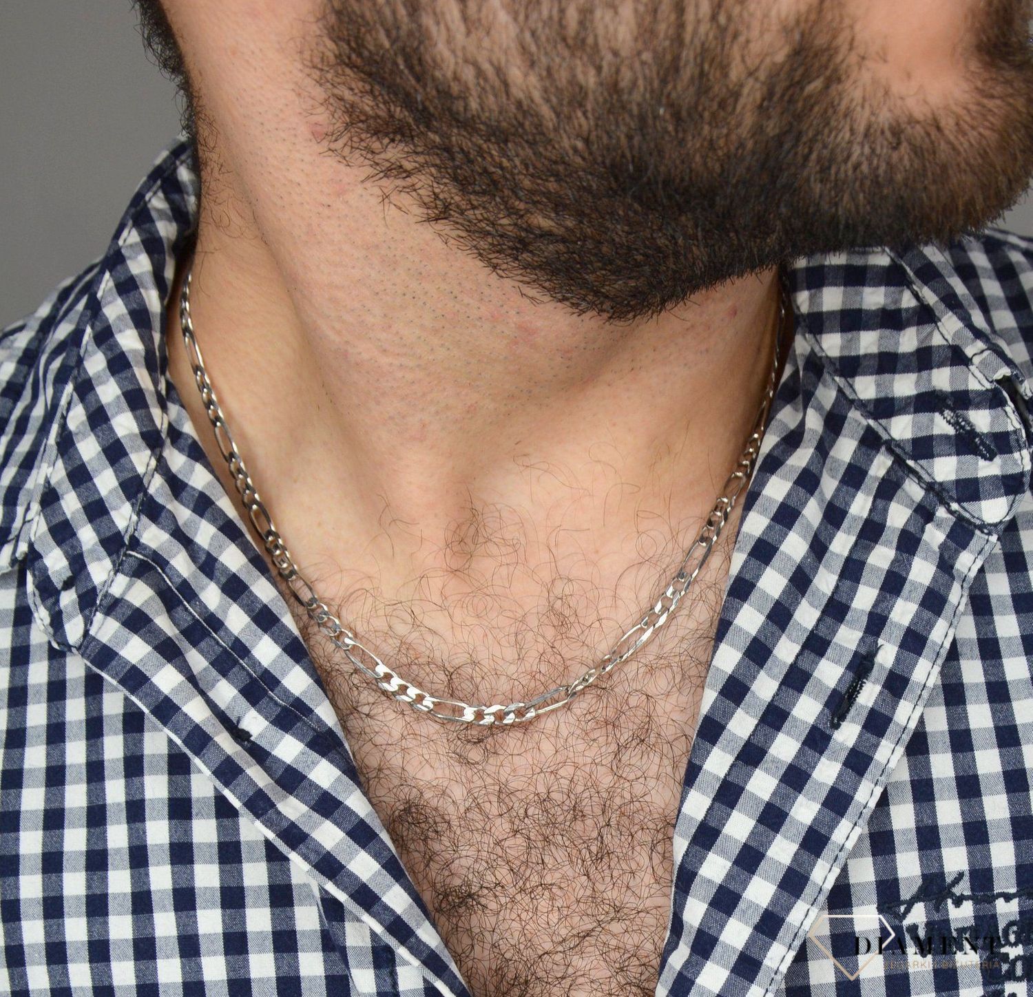 Złoty łańcuszek 585 Figaro Białe Złoto 4,5 mm DIA-LAN-1140B-585 4,5mm ✅ Złoty łańcuszek o splocie pancerki ✅.jpg